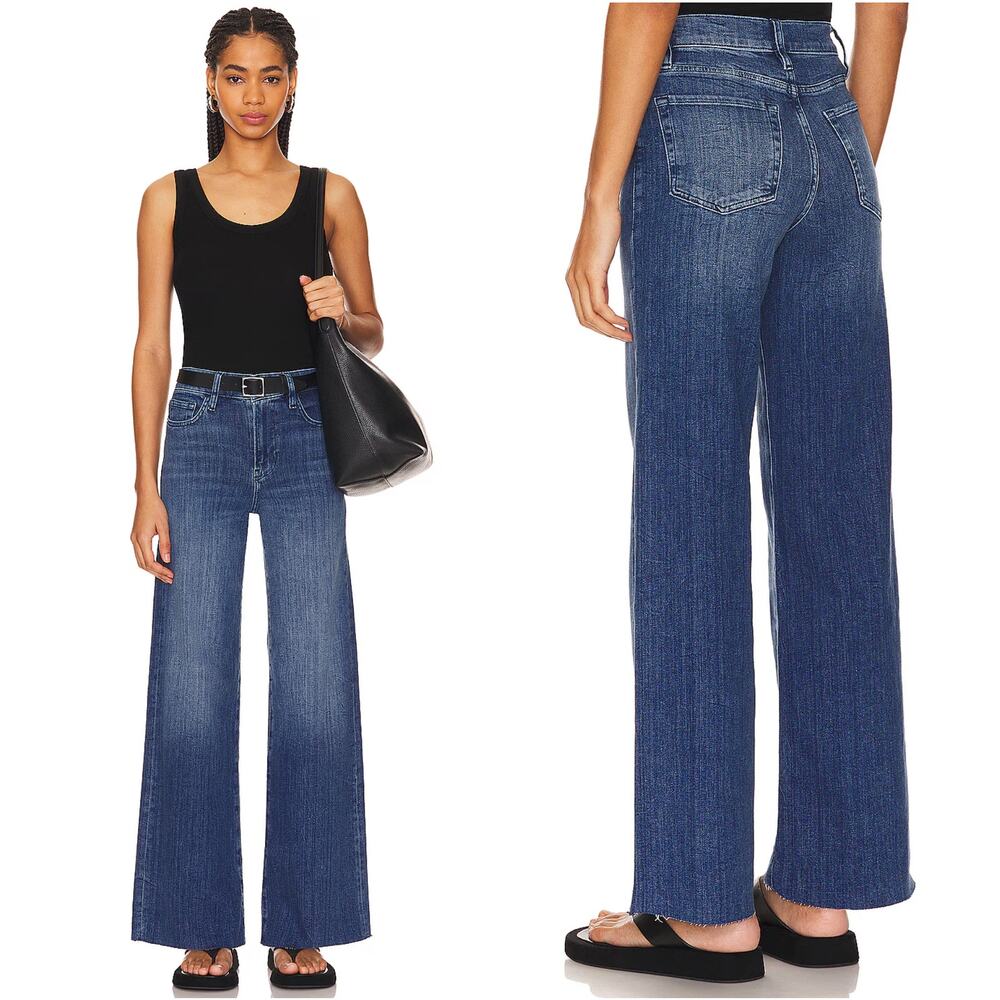 NEW Frame Le Slim Palazzo Raw Hem Stretch Jeans Crossings Medium Blue Size: 25